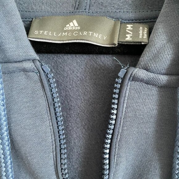 STELLA MACCARTNEY ADIDAS HIGH LOW HOODIE OVERSIZED BLUE QUARTER ZIP SIZE M - Picture 3 of 7